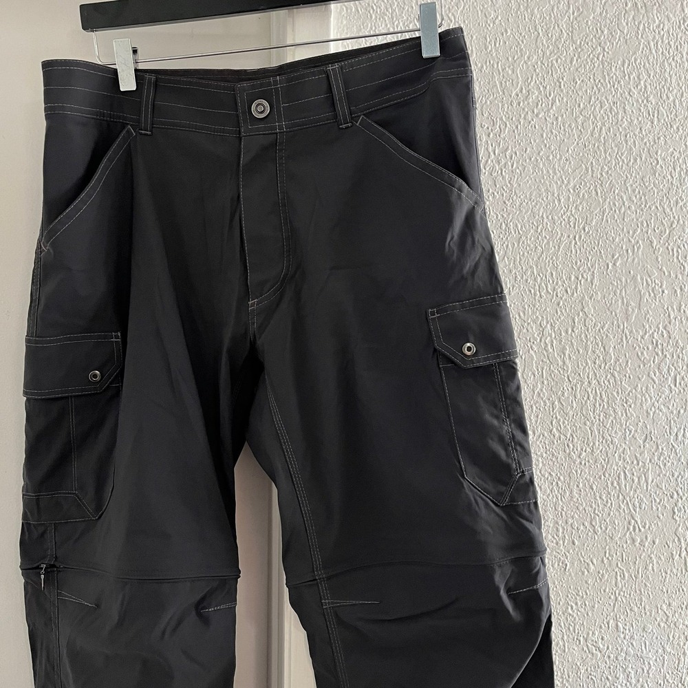 KUHL Renegade Convertible Pants Mens 34x32 Gray Cargo Hiking Zip Off Shorts